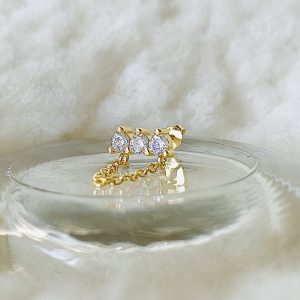 Boucle TIGE STRASS Doré - PRINCESS TO LEND