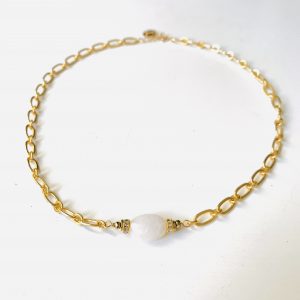 Collier PAISLEY PIERRE DE LUNE Blanche - PRINCESS TO LEND