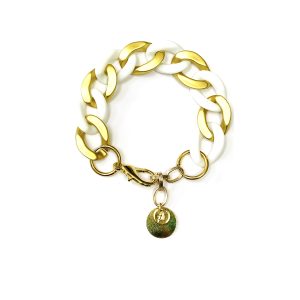 Bracelet ANGELE Blanc et Doré - PRINCESS TO LEND