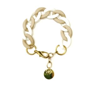 Bracelet ANGELE Blanc et Taupe - PRINCESS TO LEND