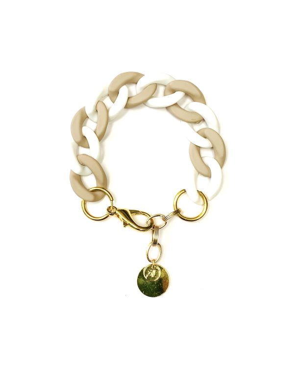 Bracelet ANGELE Blanc et Taupe - PRINCESS TO LEND