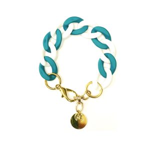 Bracelet ANGELE Blanc et Vert Canard - PRINCESS TO LEND