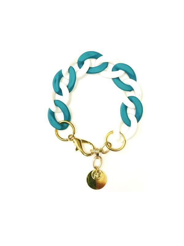 Bracelet ANGELE Blanc et Vert Canard - PRINCESS TO LEND