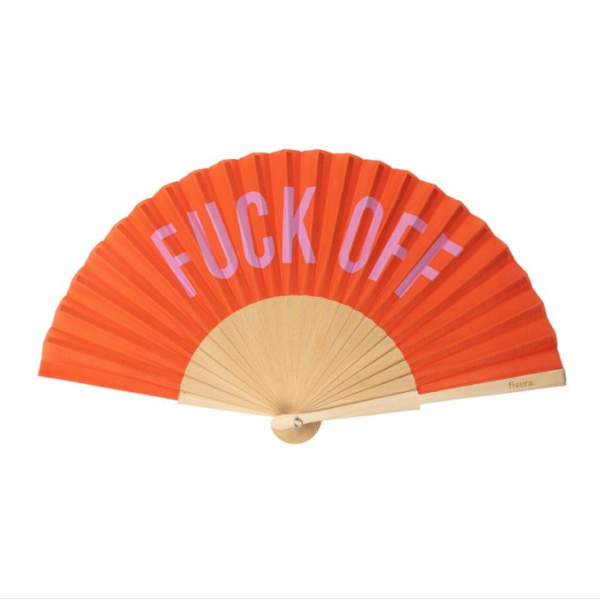 Eventail FUCK OFF Orange et Rose