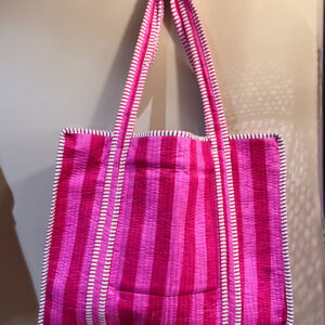 Sac Cabas Rayé Rose - By La Boutik