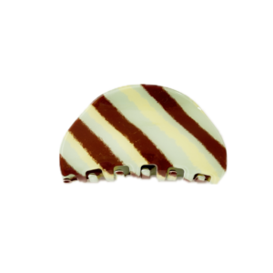 Pince à cheveux rayée marron et vert 8 cm | La Boutik Labo